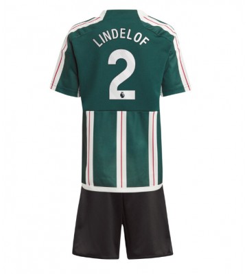 Manchester United Victor Lindelof #2 Koszulka Wyjazdowych Dziecięca 2023-24 Krótki Rękaw (+ Krótkie spodenki)